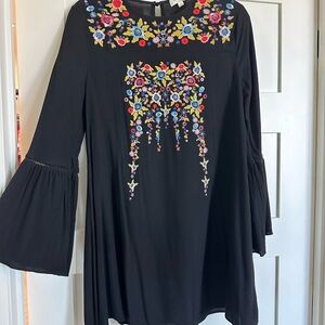 Black Dress with Colorful Embroidery